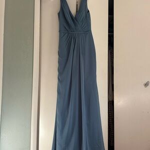 David’s Bridal Ruched Gown with V-neck for Wedding Guest